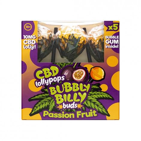 CBD Чупа-чупс Bubbly Billy Buds - Passion Fruit 10mg (5шт)