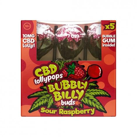 CBD Чупа-чупс Bubbly Billy Buds - Sour Raspberry 10mg (5шт)