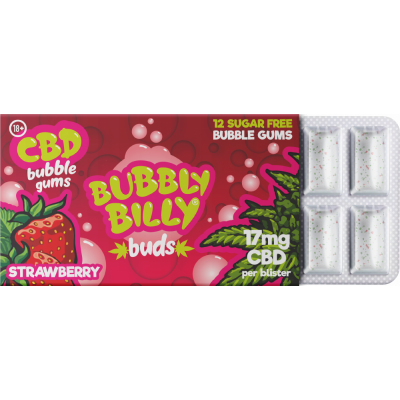 CBD Chewing Gum Bubbly Billy Buds - Strawberry 17mg (12pcs)