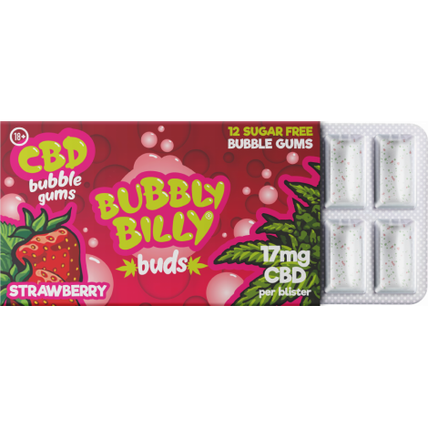 CBD Жевательная резинка Bubbly Billy Buds - Клубника 17мг (12шт)  