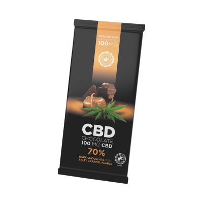 CBD Dark Chocolate with Salted Caramel Pearls 100mg