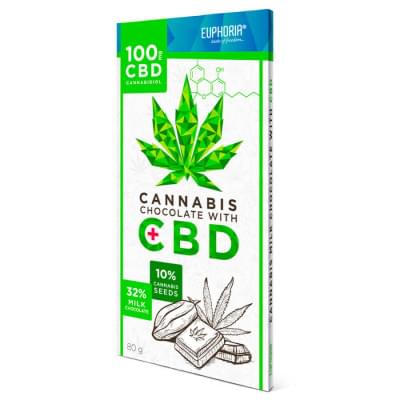 Czekolada mleczna Euphoria CBD 100 mg i nasiona konopi (80g)